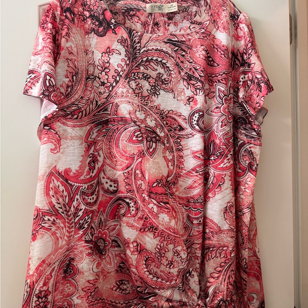 3/$10 Plus Size Paisley Pink Women's Top